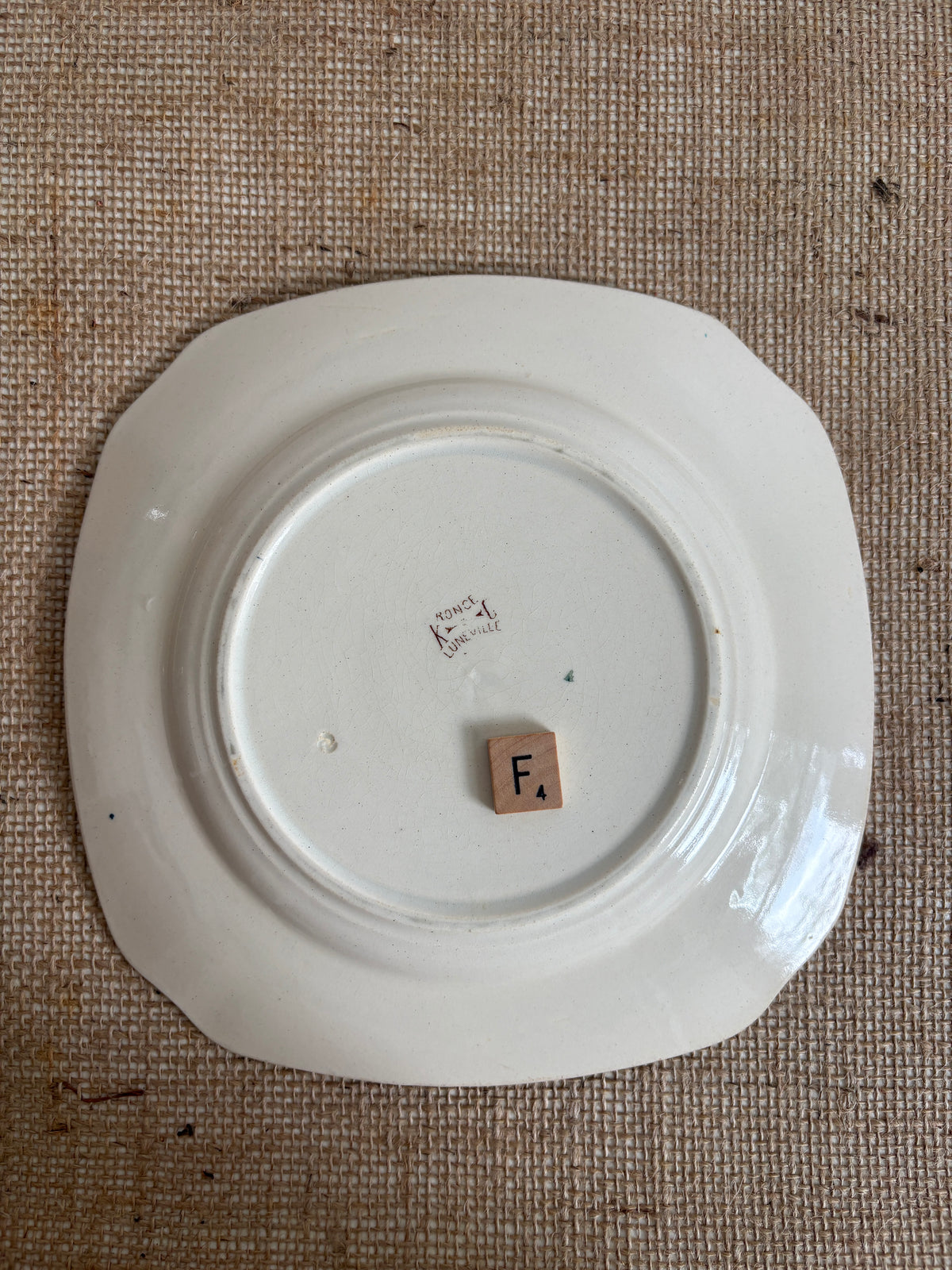 Antique French K&G Lunéville “Ronce” Plate "F"