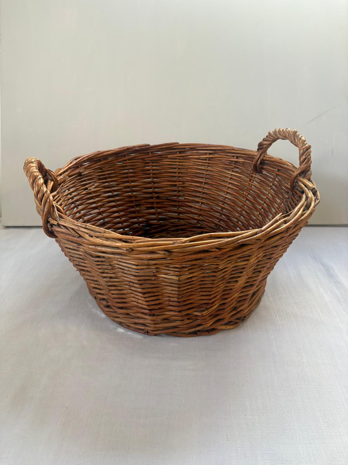 Vintage French Woven Market Basket with Twisted Handles - Collector & Curator