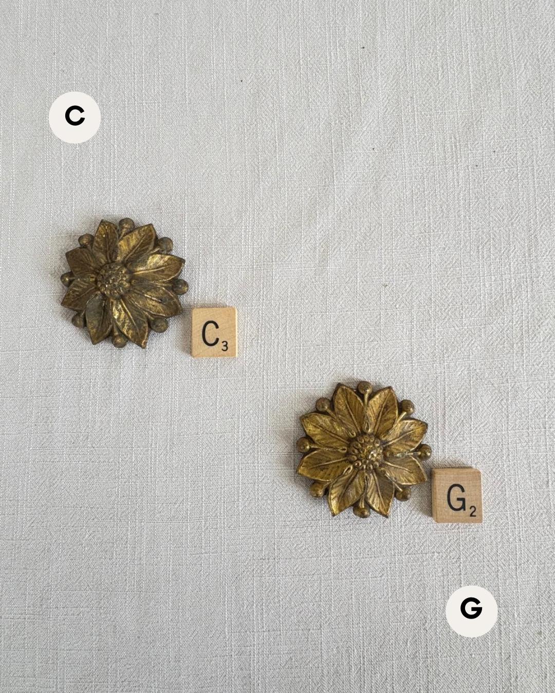 Vintage French Gilt Floral Tieback 2¼" D