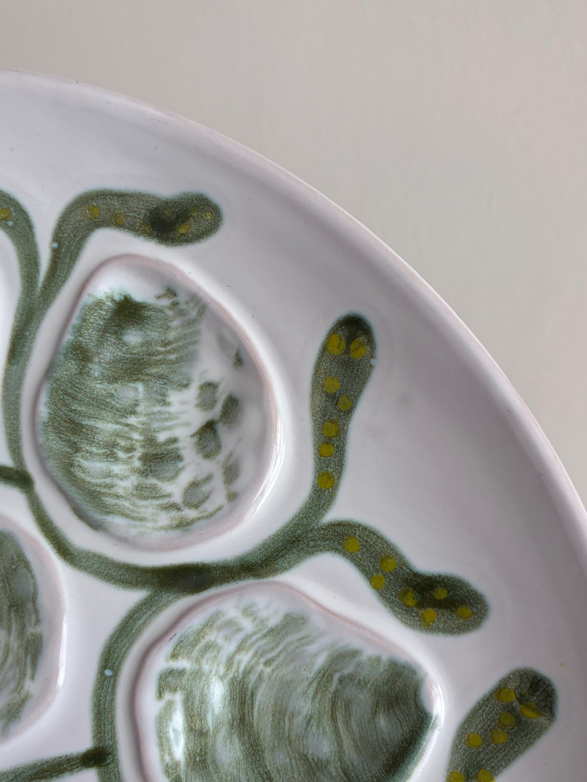 Pornic French Majolica Oyster Plate.
