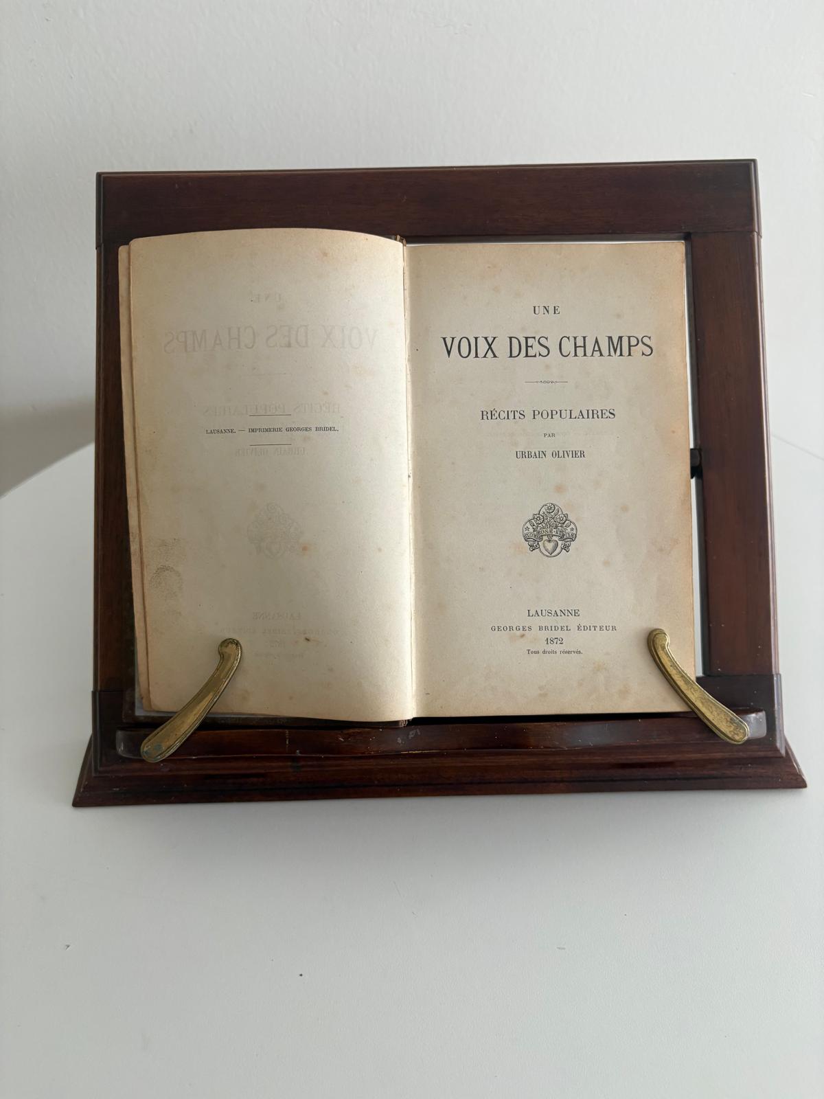 Antique 1872 Swiss French Book Une Voix des Champs by Urbain Olivier Leather Binding