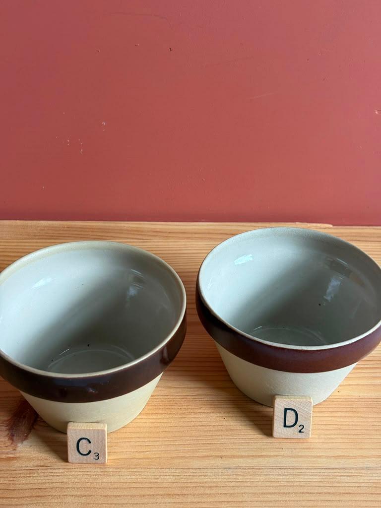 Pair of Vintage French Digoin Grès Pots Stoneware Bowls