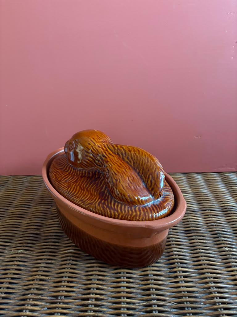 Vintage French Bourguignonne Rabbit Terrine Dish