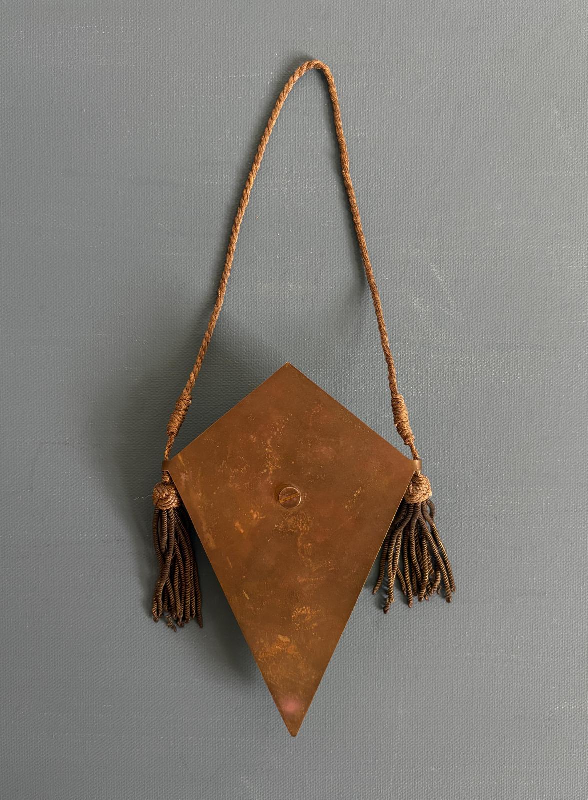 Dove Onyx Plaque wiht Brass Backing and with Tassels "F"