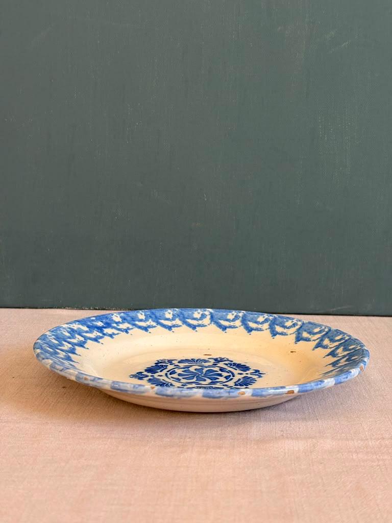 Antique French Blue & White Faience Plate