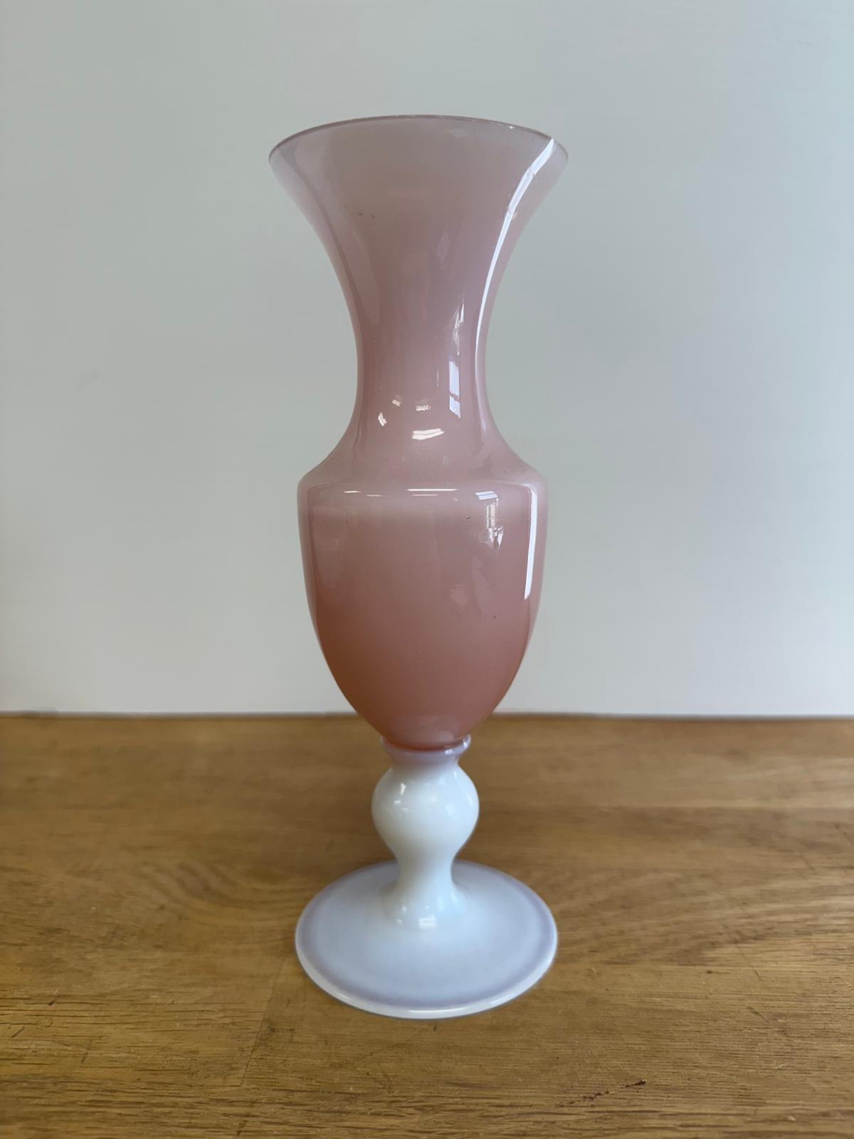 Blush Pink with Ormolu Rim /Pink with White Base Opaline Trumpet Form