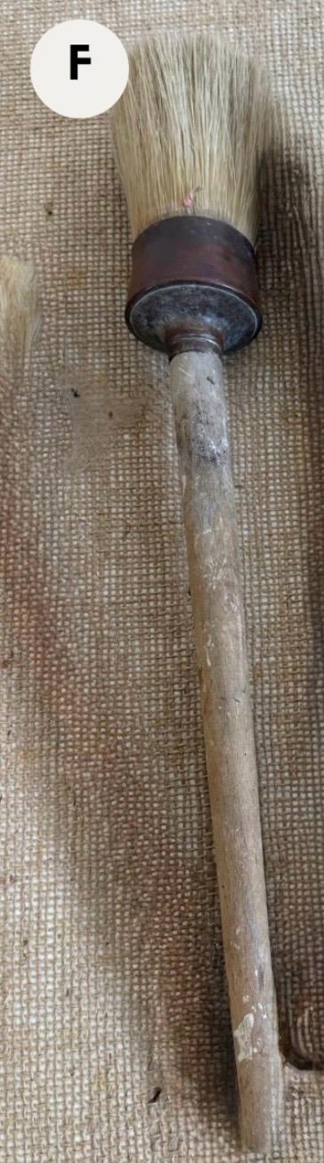 Antique French Wooden Pastry Crimper; French Paintbrush with Copper Ferrule "F" - Collector & Curator
