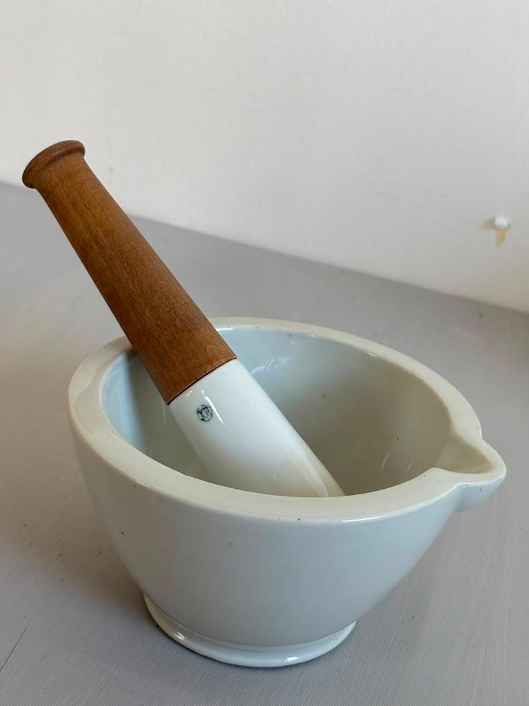 Vintage Porcelain Mortar and Pestle