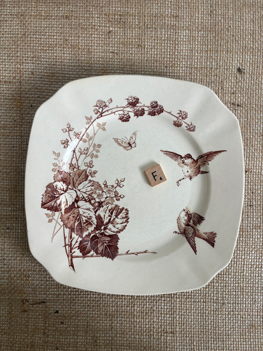 Antique French K&G Lunéville “Ronce” Plate "F"