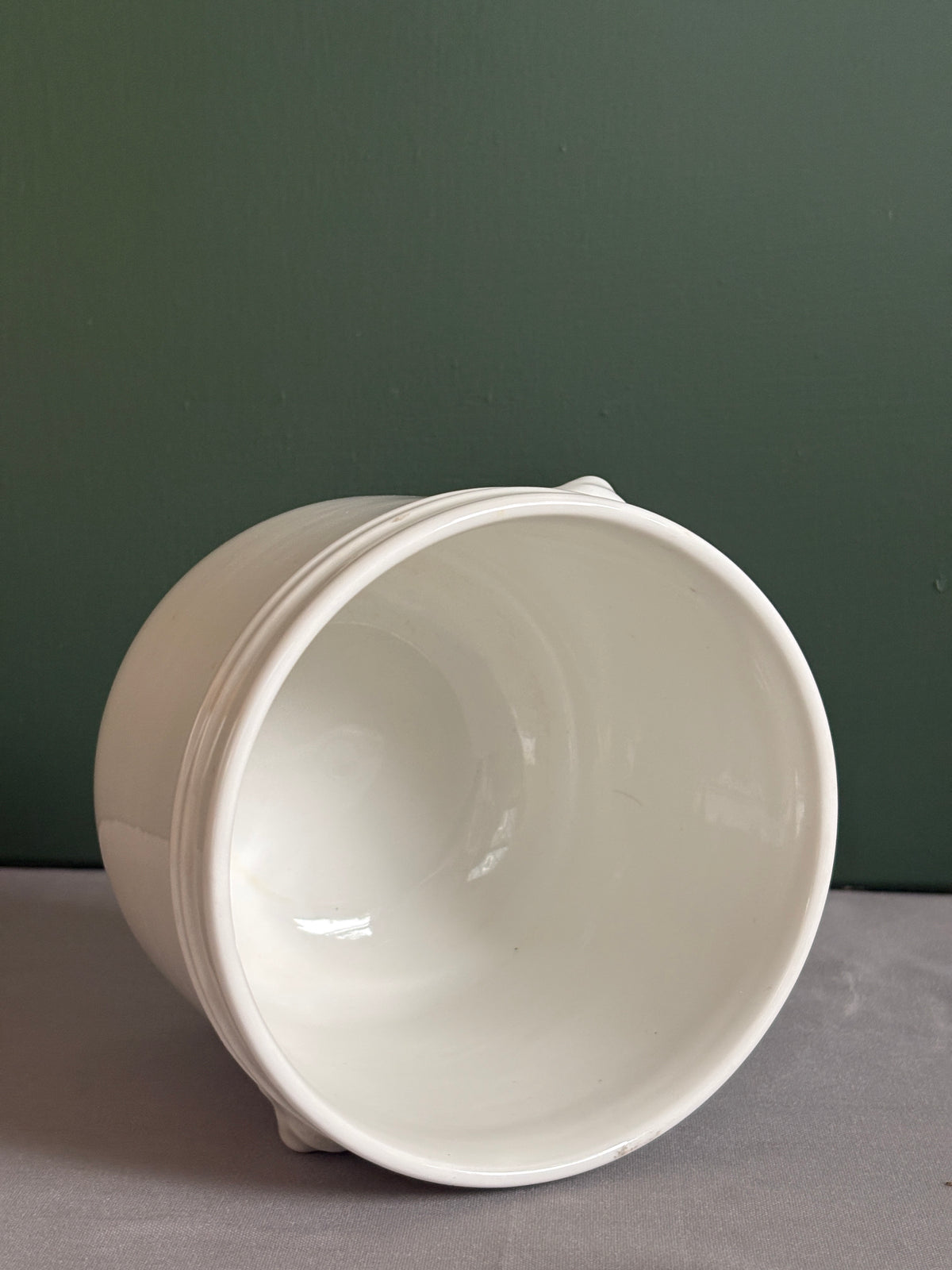 Vintage French Lions Head White Ironstone Cachepot - Collector & Curator