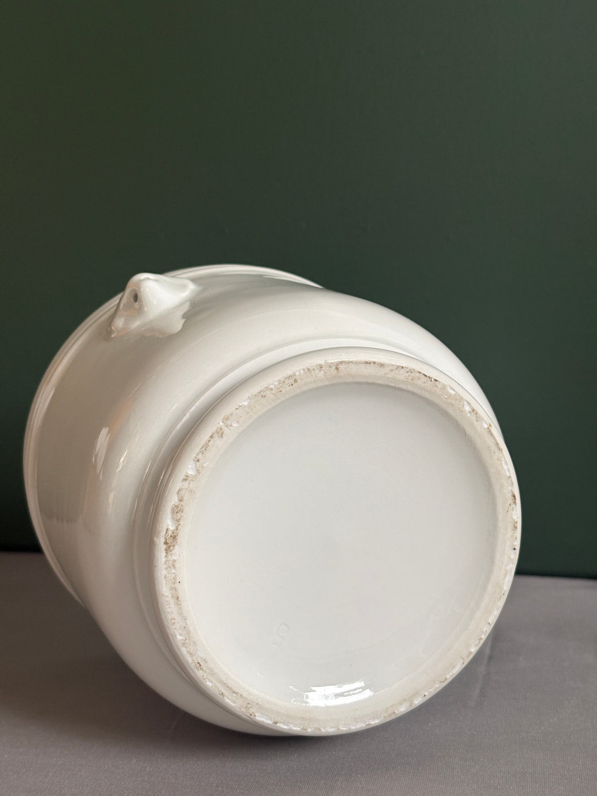 Vintage French Lions Head White Ironstone Cachepot - Collector & Curator