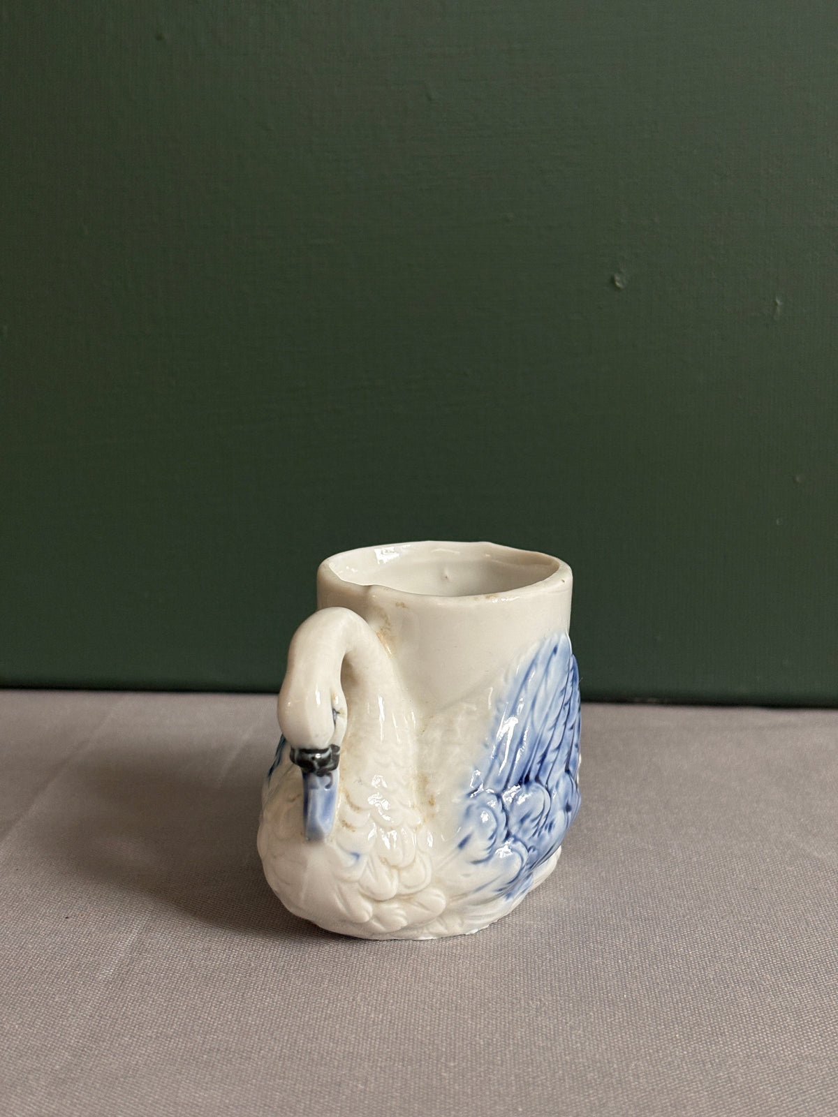 Vintage French Blue & White Porcelain Swan Salt Cellar - Collector & Curator