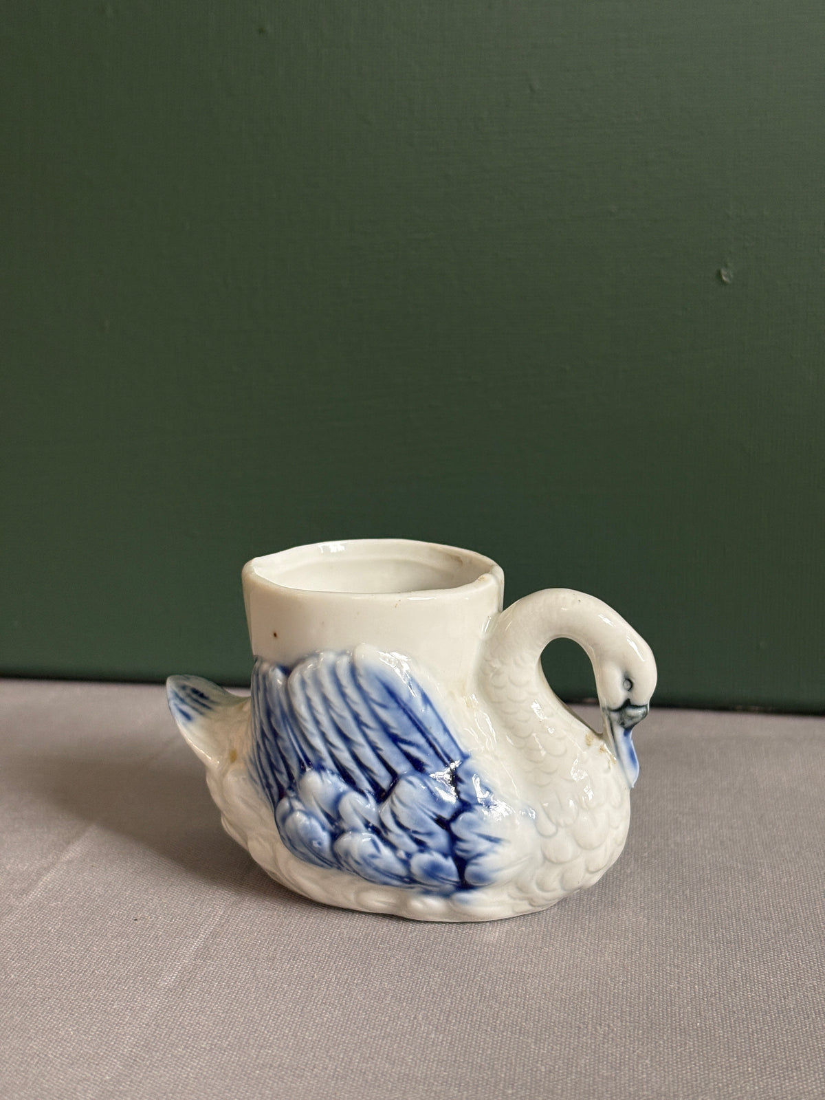 Vintage French Blue & White Porcelain Swan Salt Cellar - Collector & Curator