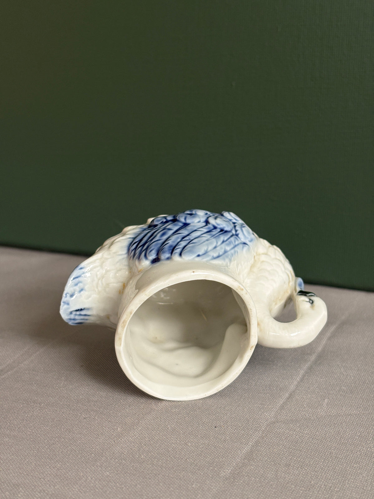 Vintage French Blue & White Porcelain Swan Salt Cellar - Collector & Curator