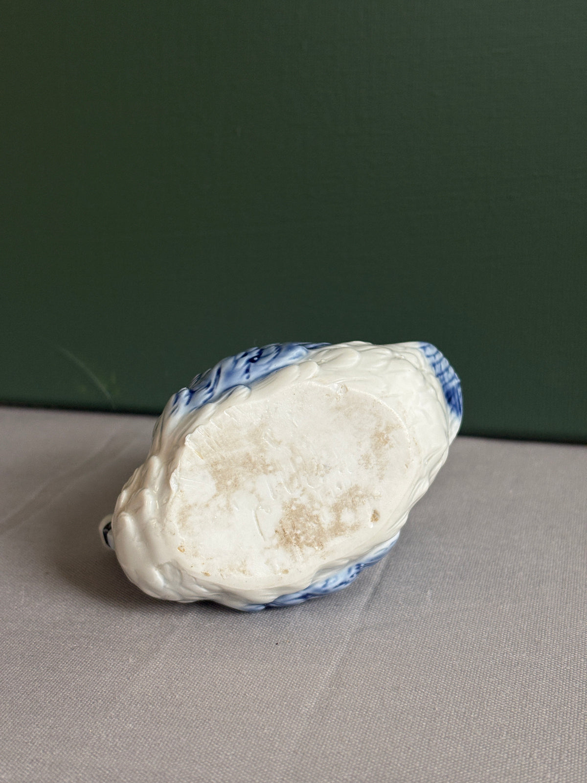 Vintage French Blue & White Porcelain Swan Salt Cellar - Collector & Curator