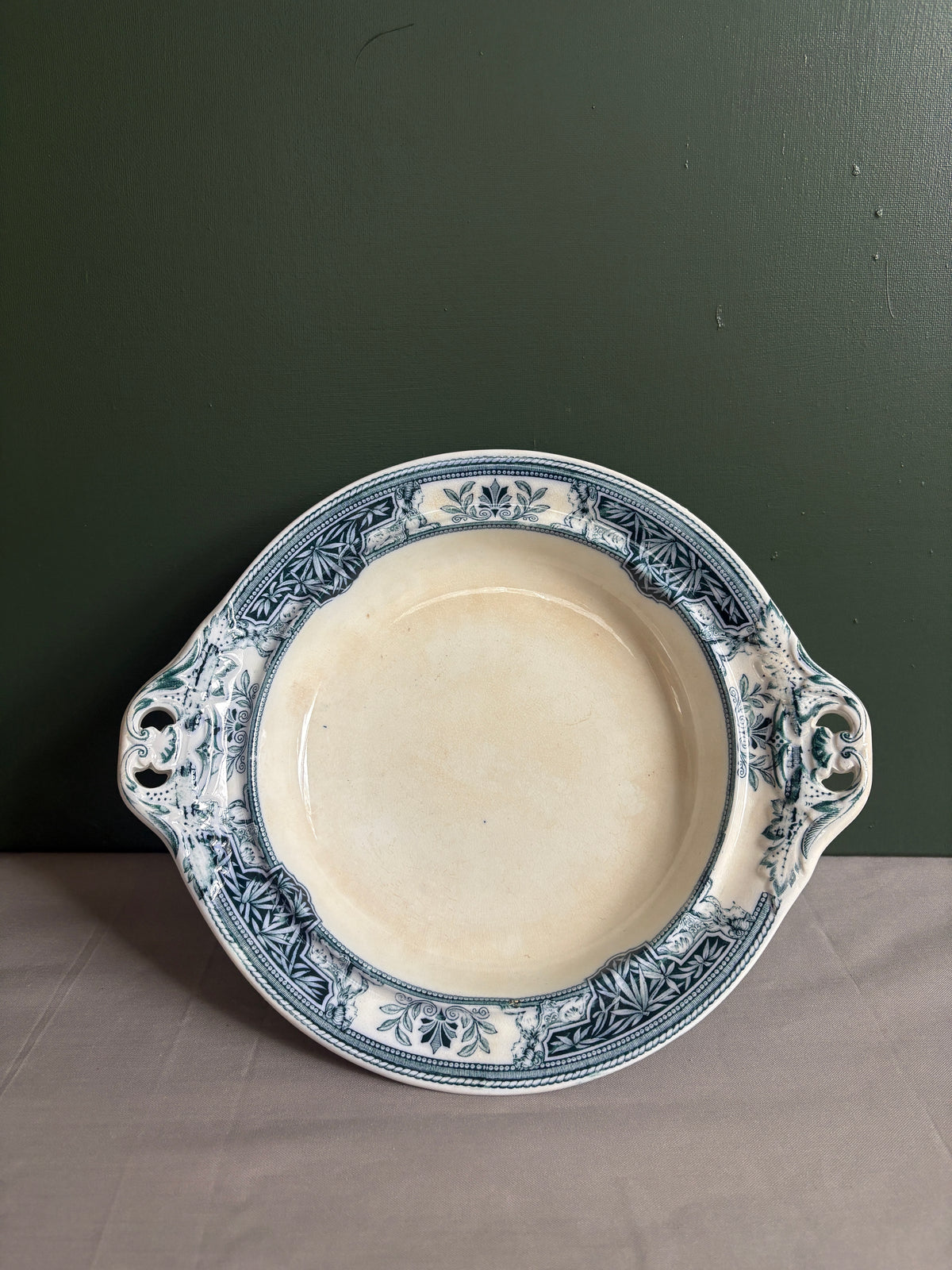 Antique Wedgwood Transferware Pedestal Serving Bowl with Pierced Handles - Collector & Curator
