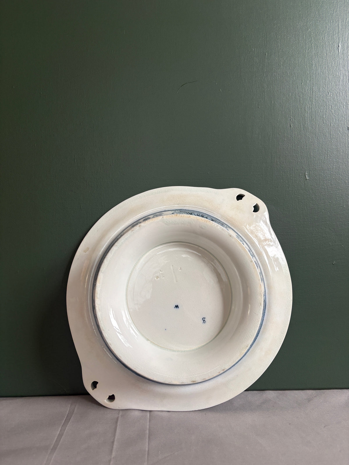 Antique Wedgwood Transferware Pedestal Serving Bowl with Pierced Handles - Collector & Curator
