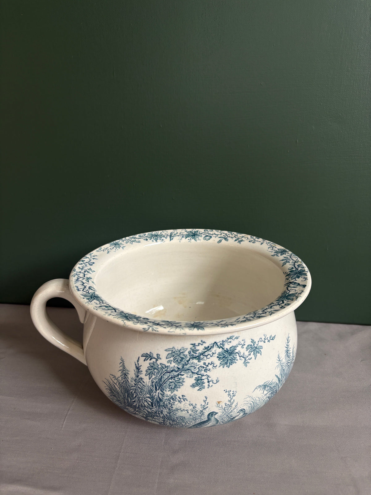 Antique Sarreguemines U&Cie “Sylvia” Blue Transferware Chamber Pot - Collector & Curator