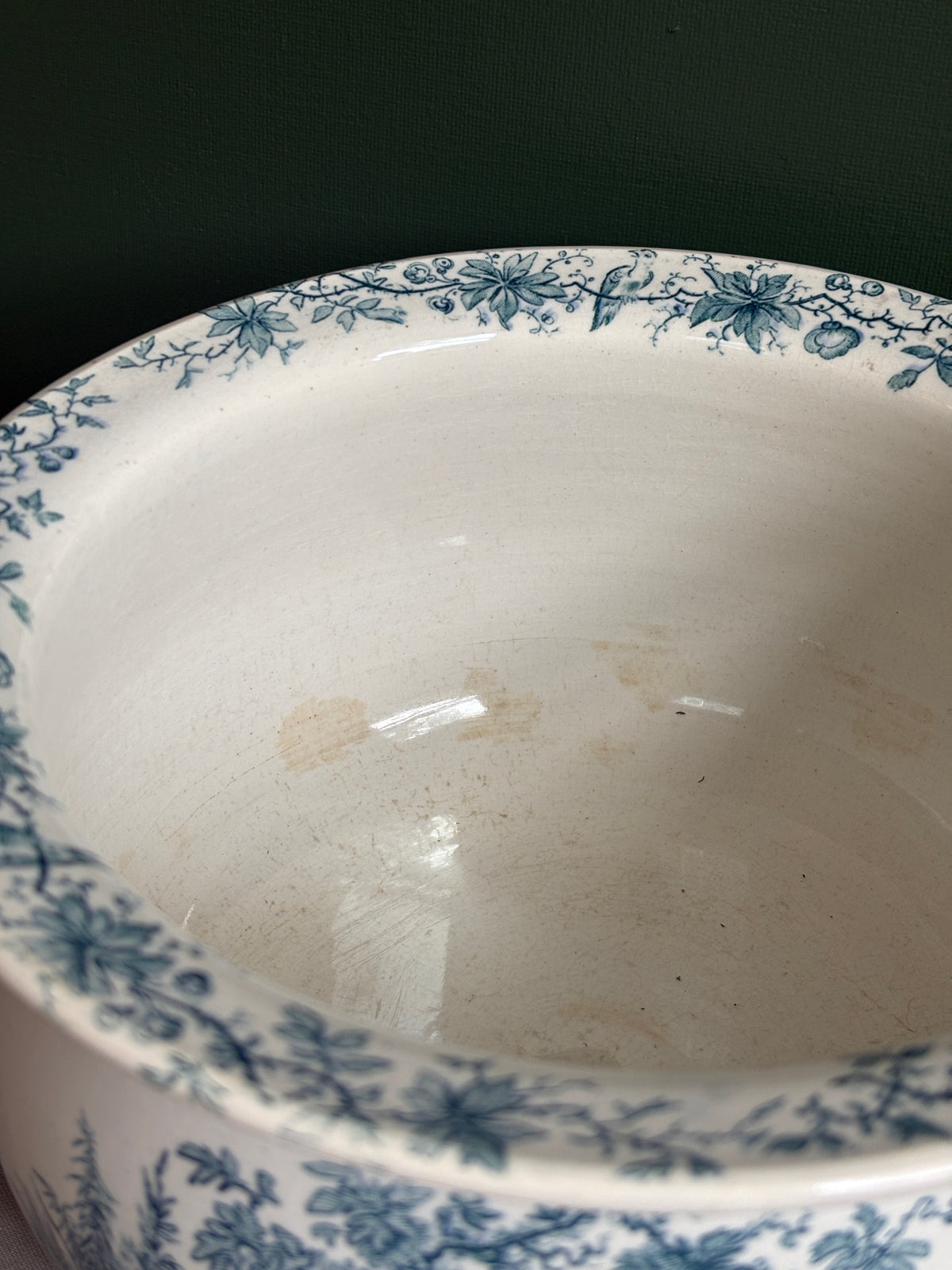 Antique Sarreguemines U&Cie “Sylvia” Blue Transferware Chamber Pot - Collector & Curator