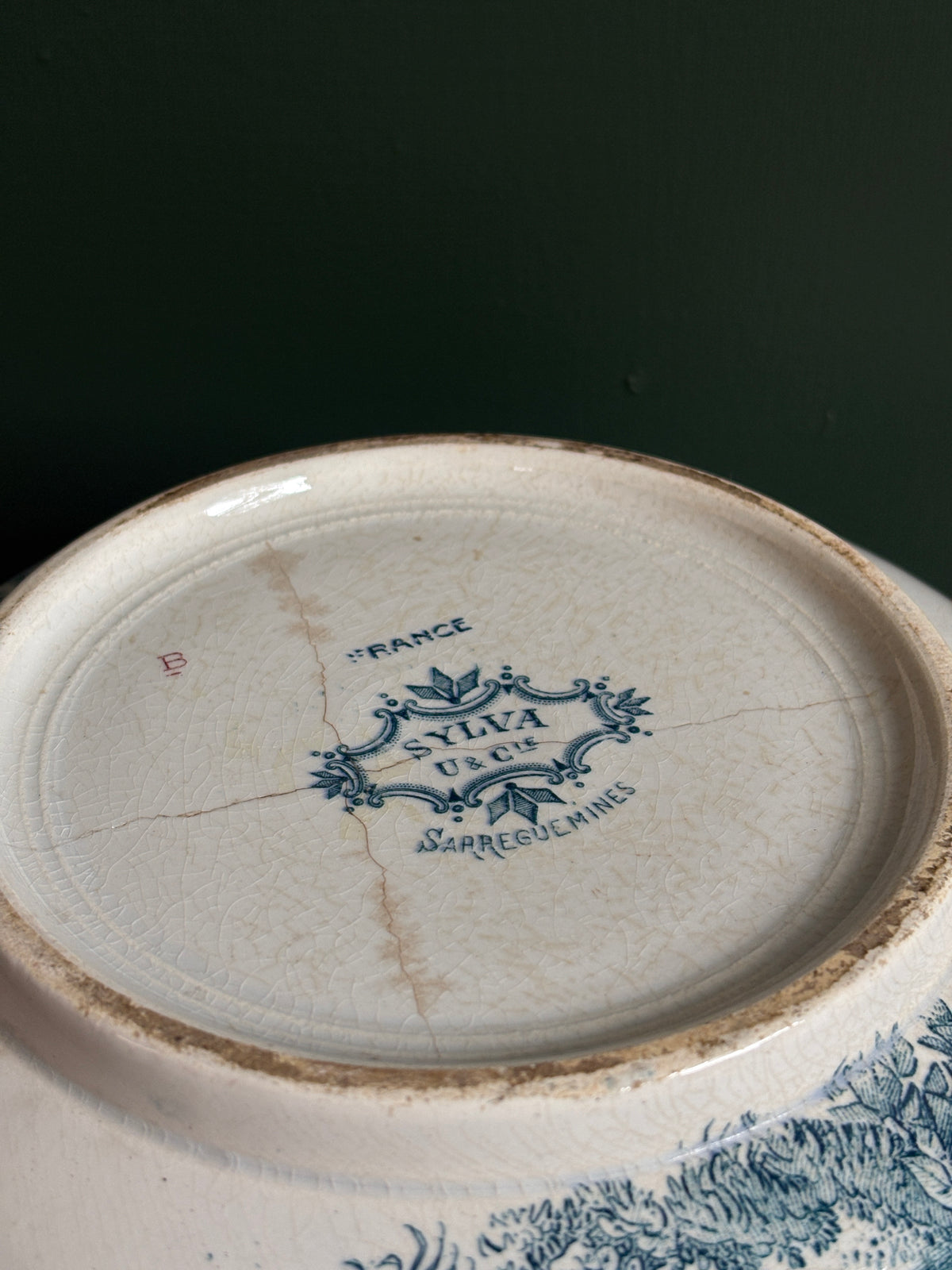 Antique Sarreguemines U&Cie “Sylvia” Blue Transferware Chamber Pot - Collector & Curator
