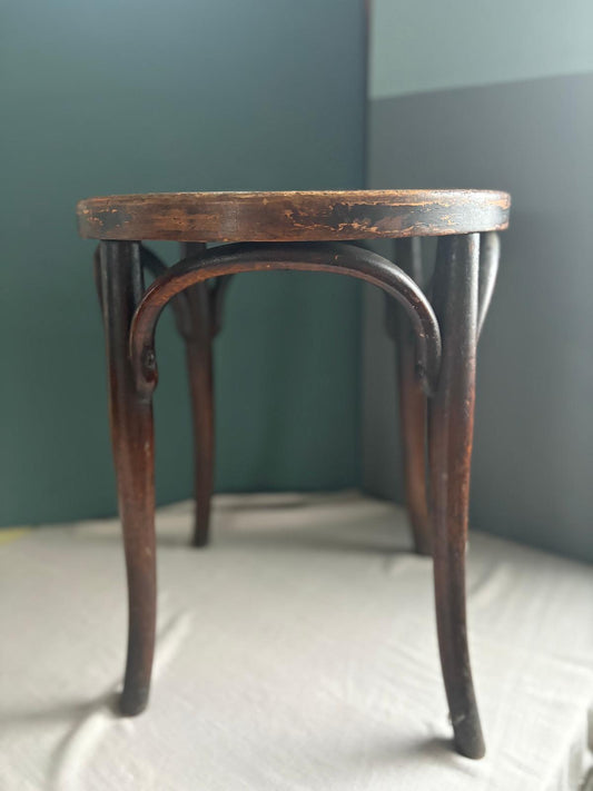 Antique Thonet-Style Bentwood Café Stool – Perforated Seat