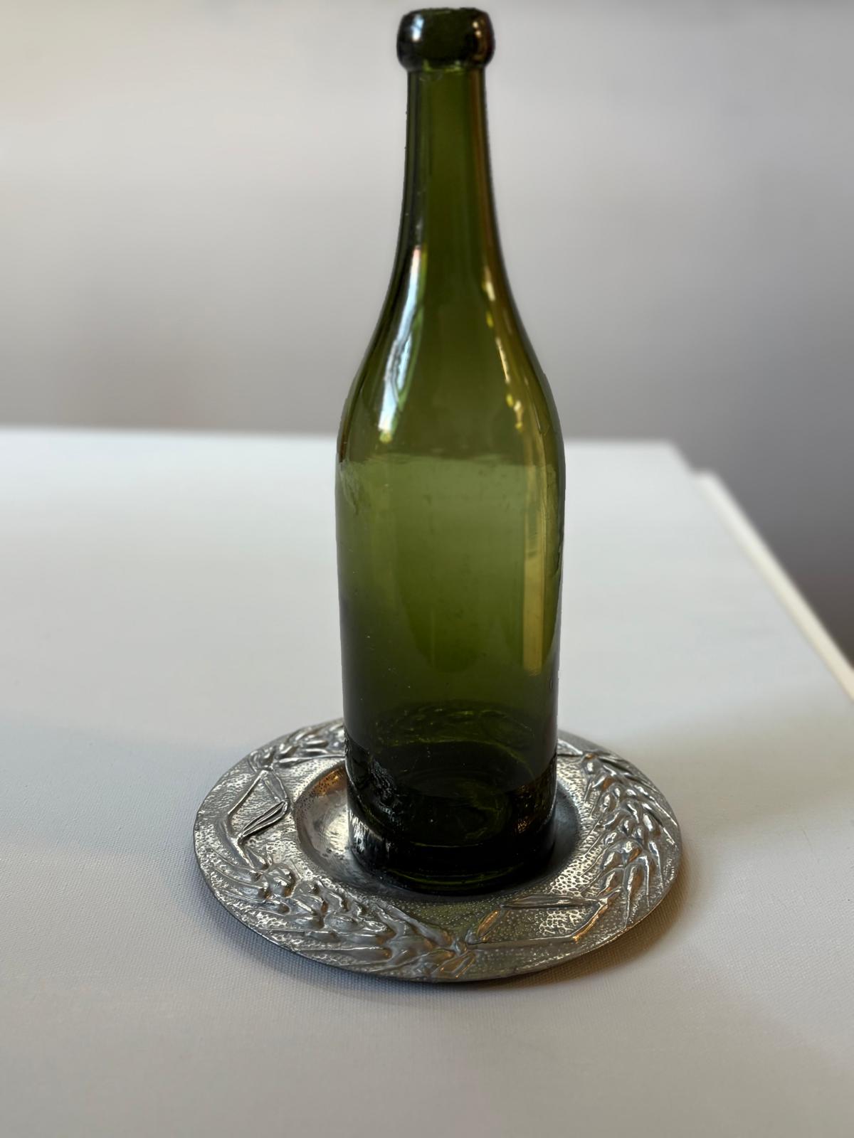 Vintage French Pewter Wine Bottle Coaster / Wall Plate - Collector & Curator