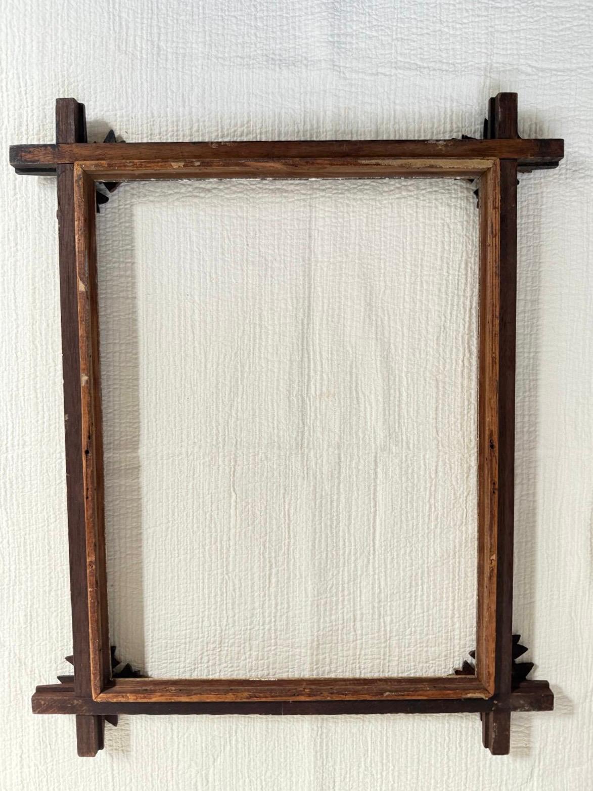 Antique Tramp Art Wooden Frame