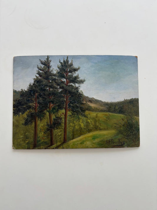 Paysage champêtre ancien sur panneau, signé A. Frouchy - Collector & Curator