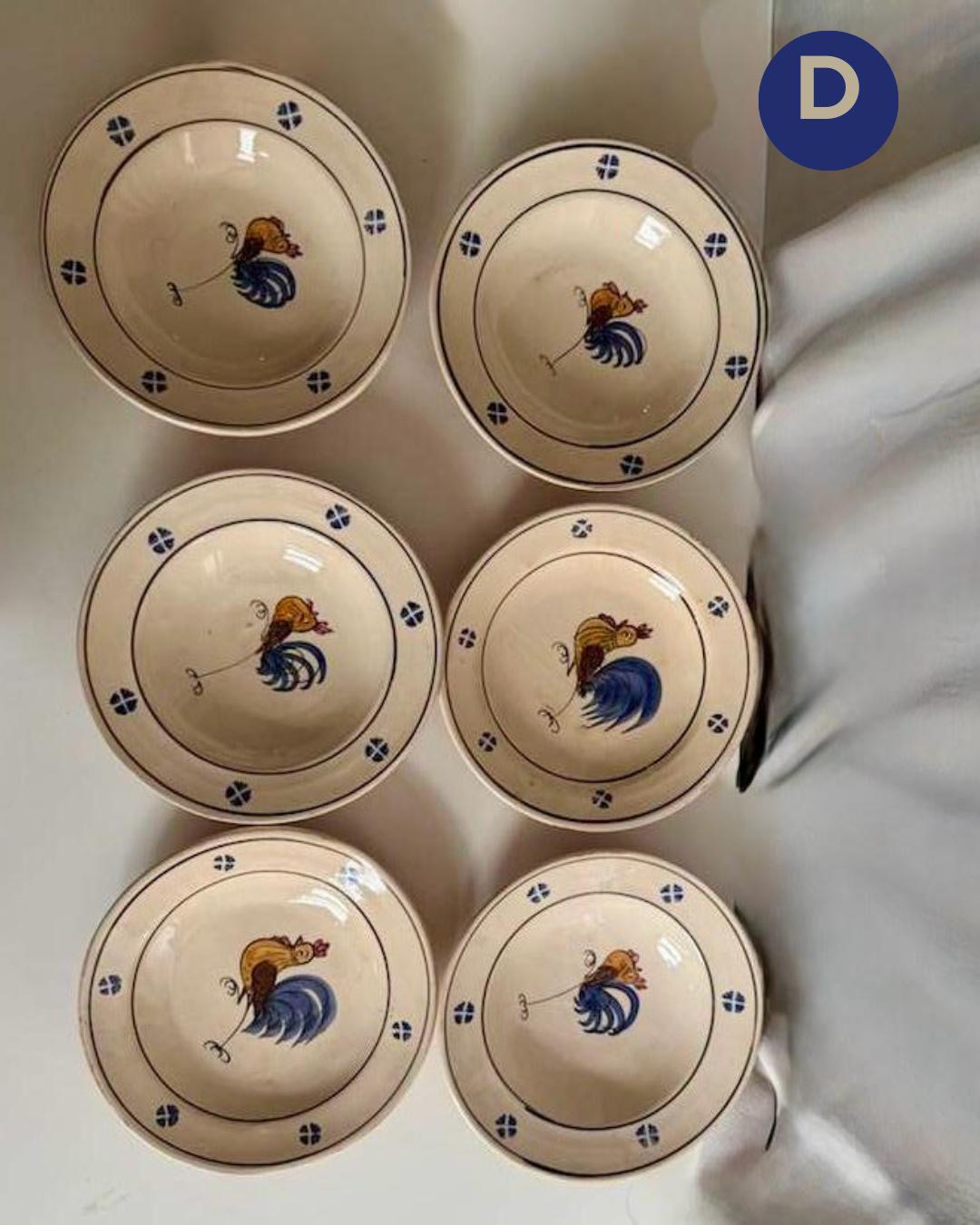 Italian Terracotta Rooster Service Pieces