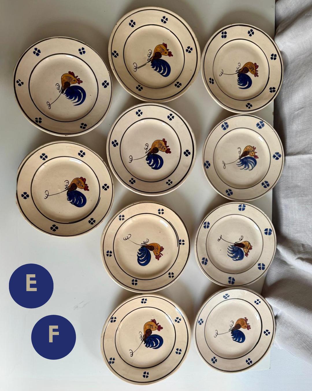 Italian Terracotta Rooster Service Pieces