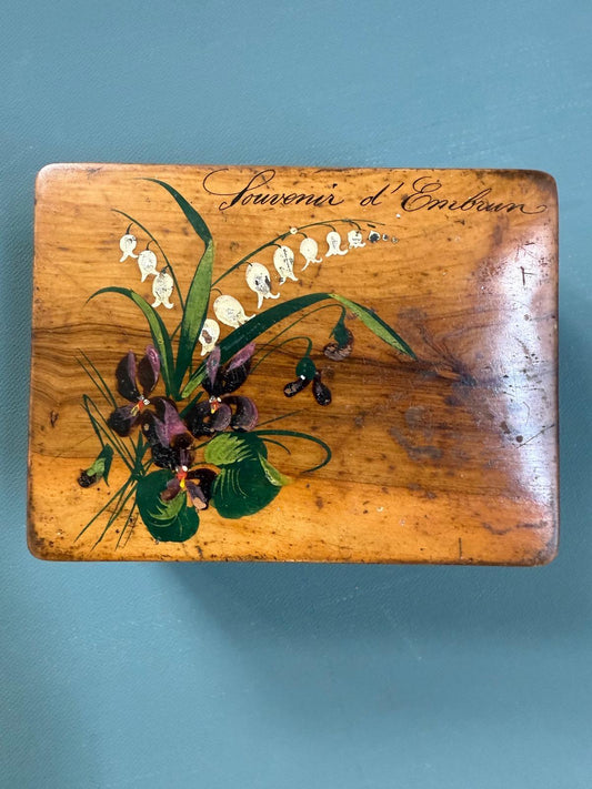 Antique Hand-Painted“Souvenir d’Embrun” &  Champlevé enamel Font