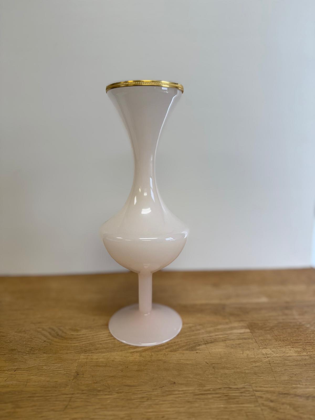 Blush Pink with Ormolu Rim /Pink with White Base Opaline Trumpet Form