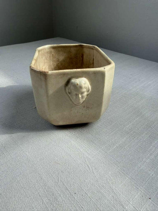 Antique French Porcelaine Opaque Narbonne Bowl With Sculpted Face - Collector & Curator