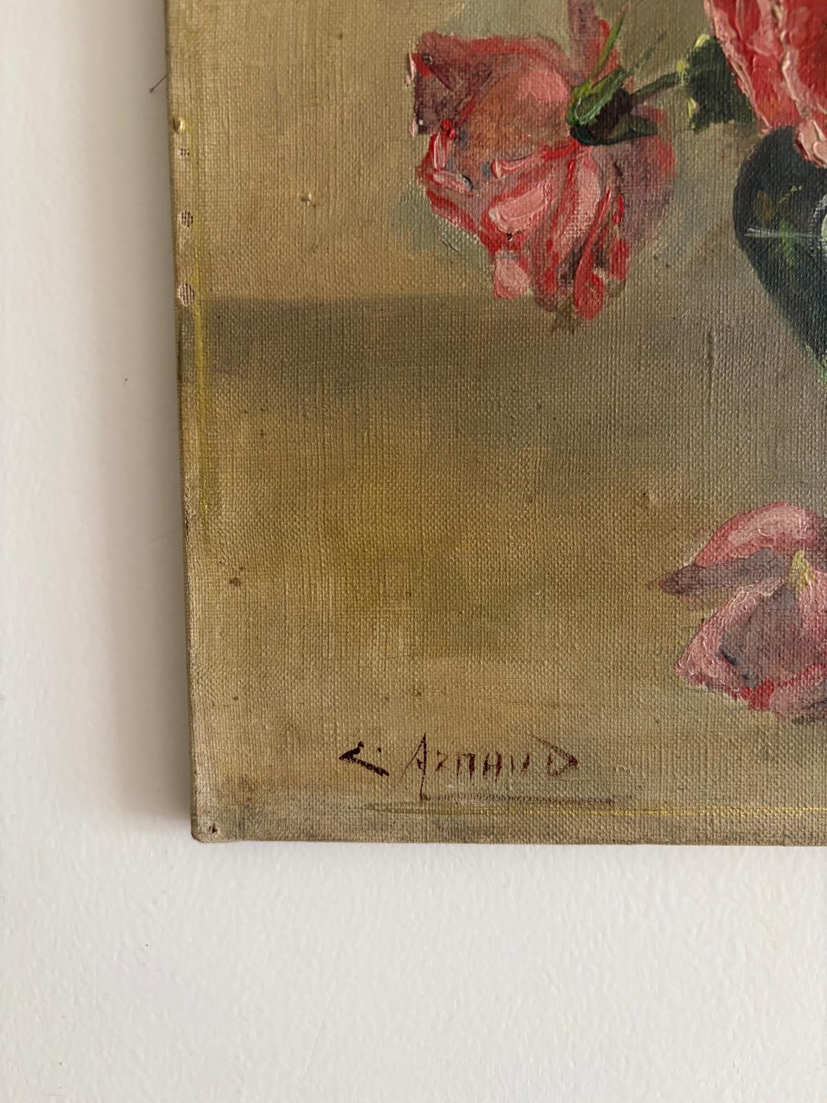 Roses Oil on Canvas, White Opaline Vase "E" - Collector & Curator