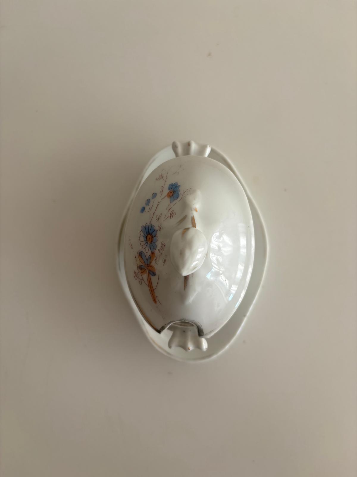 French Porcelain Moutardier Cornflowers & Moutardier with Pink Blossoms - Collector & Curator