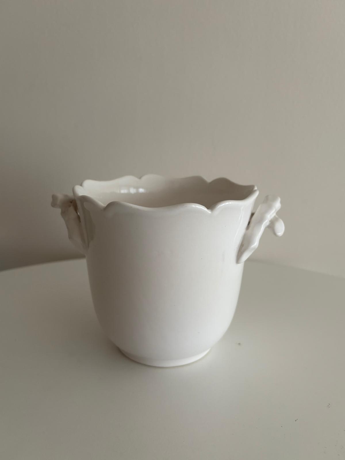 White Porcelain Cachepot with Branch Handles - Collector & Curator