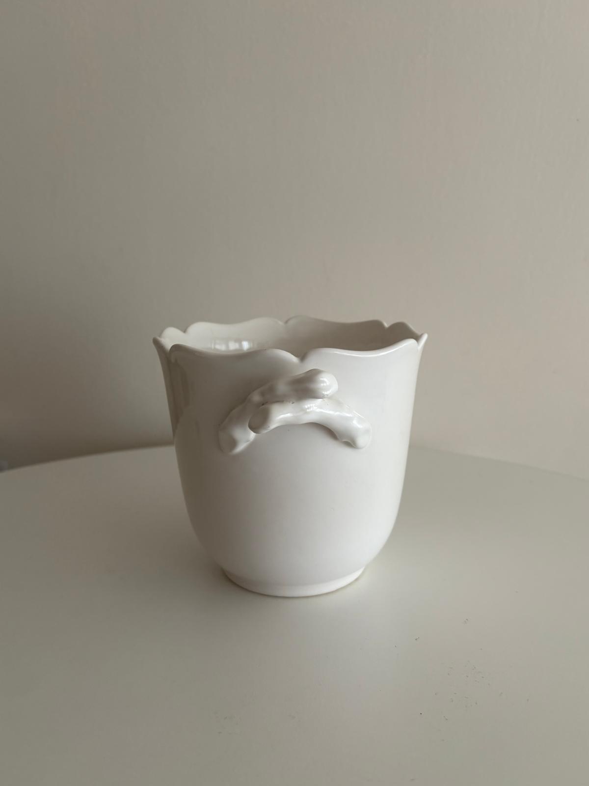 White Porcelain Cachepot with Branch Handles - Collector & Curator