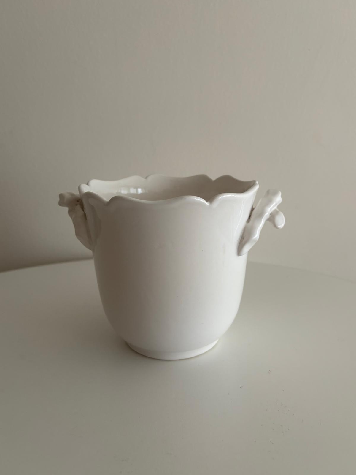 White Porcelain Cachepot with Branch Handles - Collector & Curator