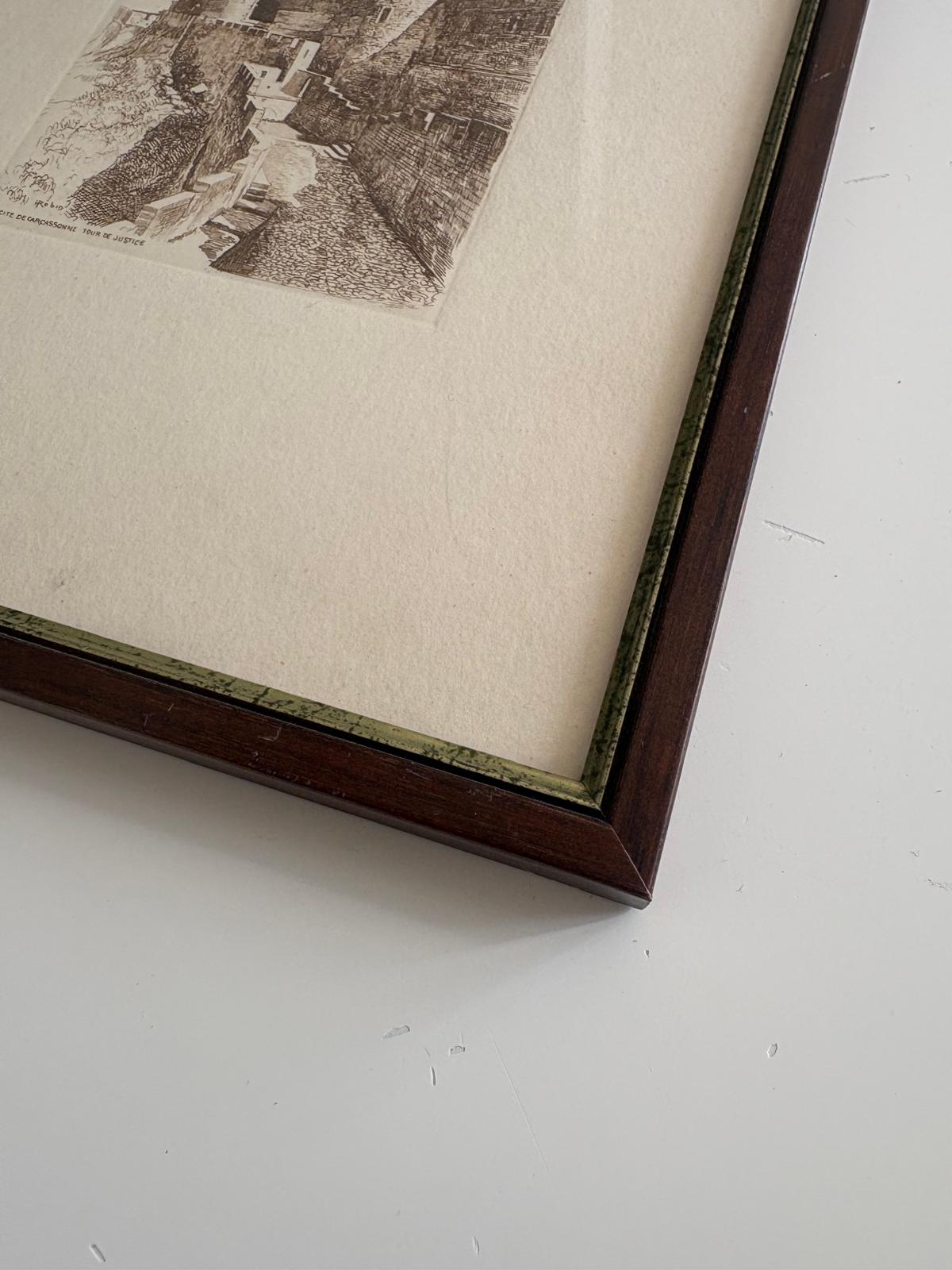 Vintage French Carcassonne Copperplate Engraving Tour de Justice - Collector & Curator