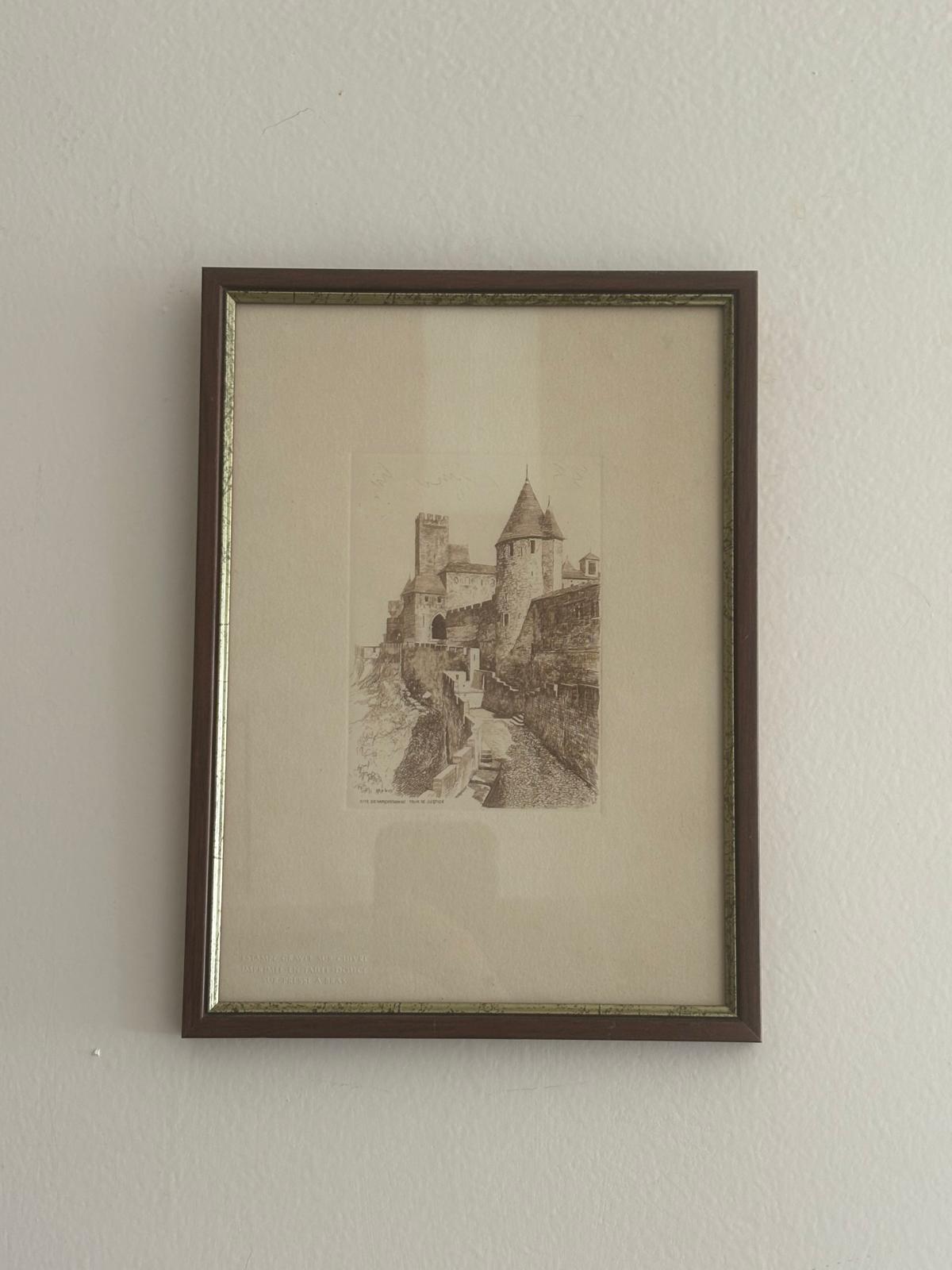 Vintage French Carcassonne Copperplate Engraving Tour de Justice - Collector & Curator