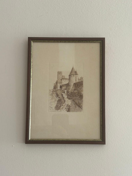 Vintage French Carcassonne Copperplate Engraving Tour de Justice - Collector & Curator