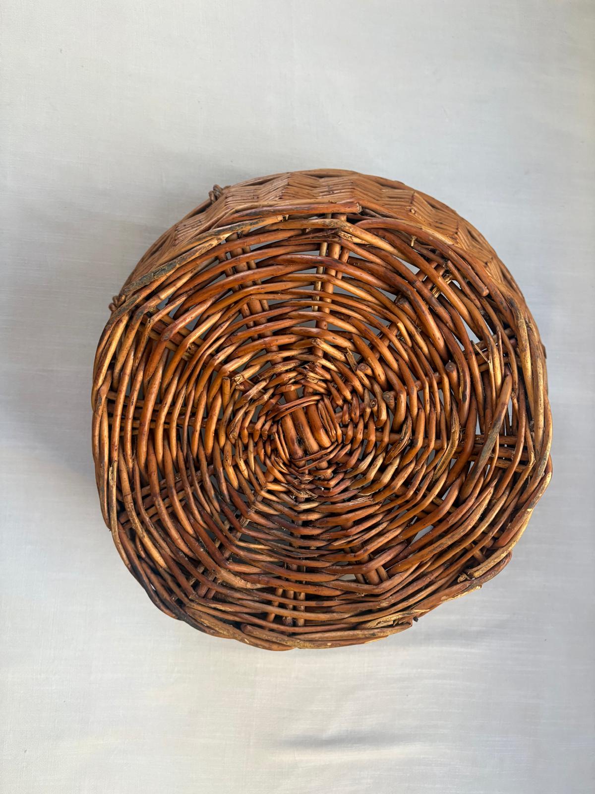 Vintage French Woven Market Basket with Twisted Handles - Collector & Curator