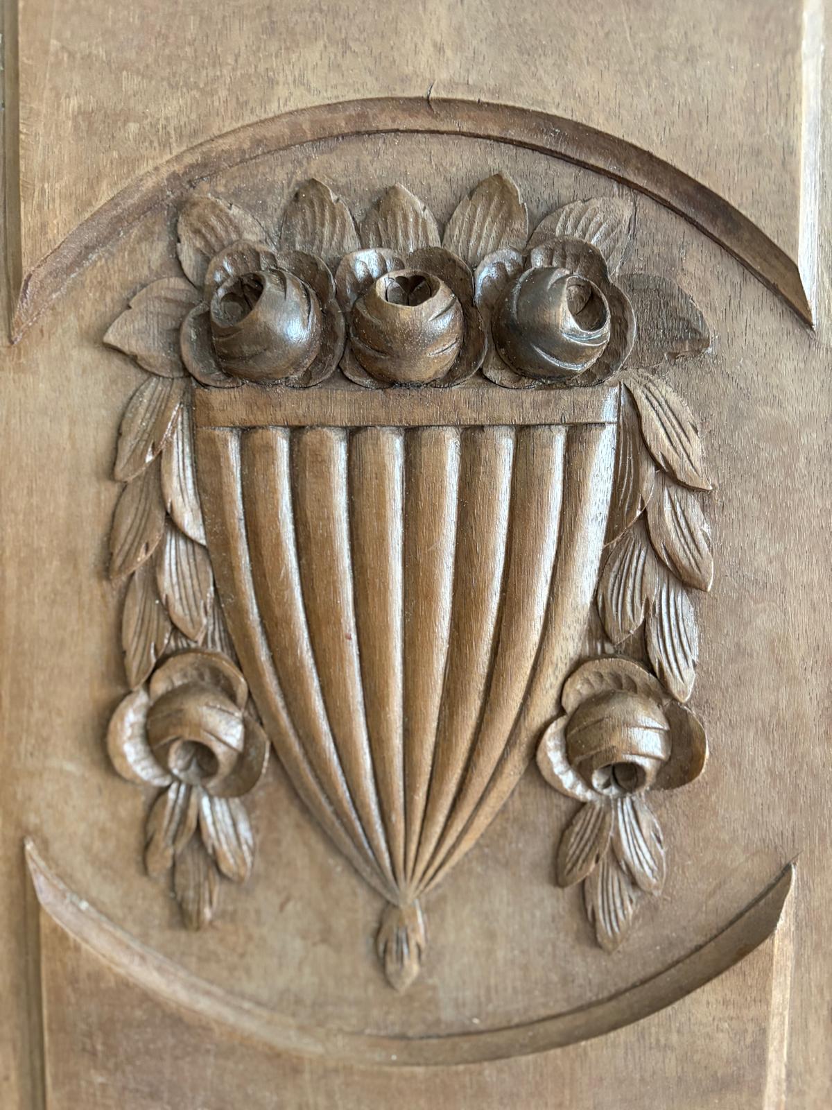 French Carved Wood Panel, Urn & Rose Motif "A" - Collector & Curator