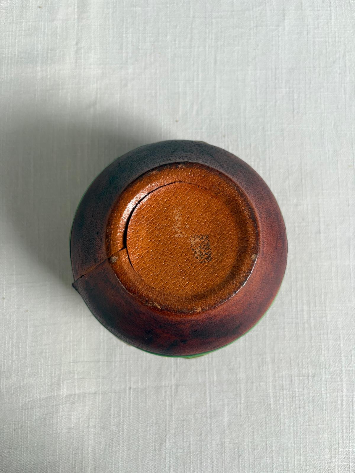 Vintage Jockey Tobacco Jar with Leather Wrap Lid, Figural Pipe Head - Collector & Curator
