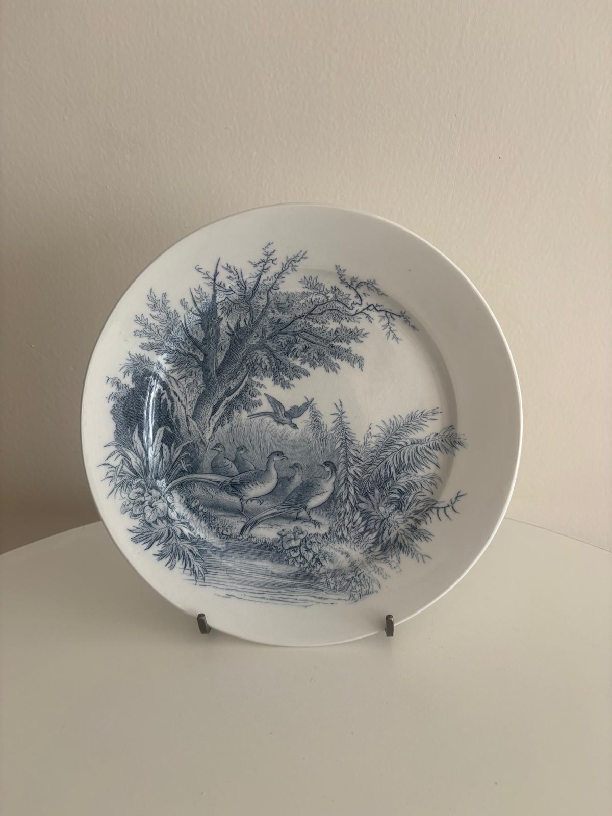 Antique Sarreguemines “Sylva” U&C Plate "A"  Pheasants - Collector & Curator