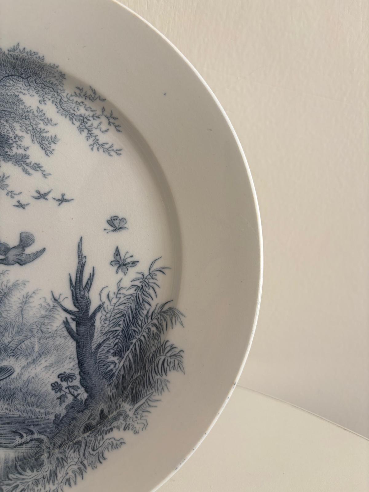 Antique Sarreguemines “Sylva”  Plate Blue Transferware Ducks "D" - Collector & Curator