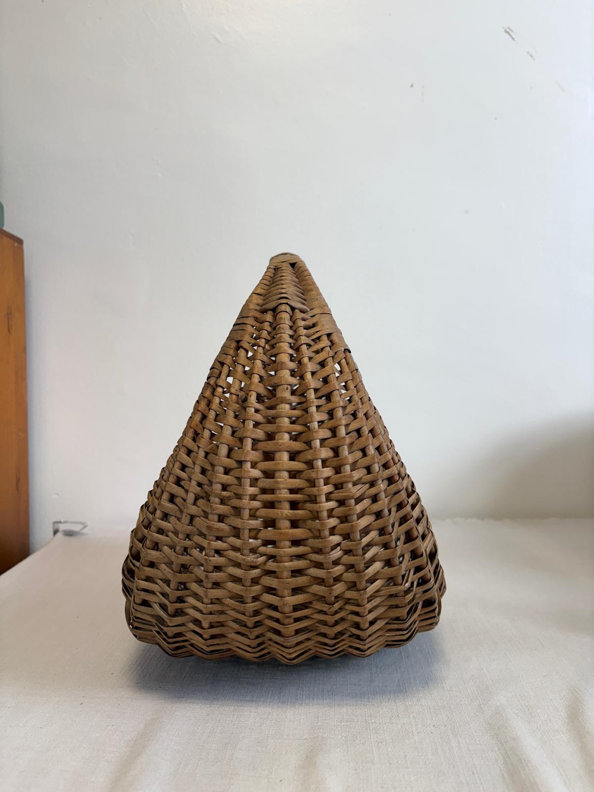 Vintage Wicker Gathering Basket with Arched Handle - Collector & Curator