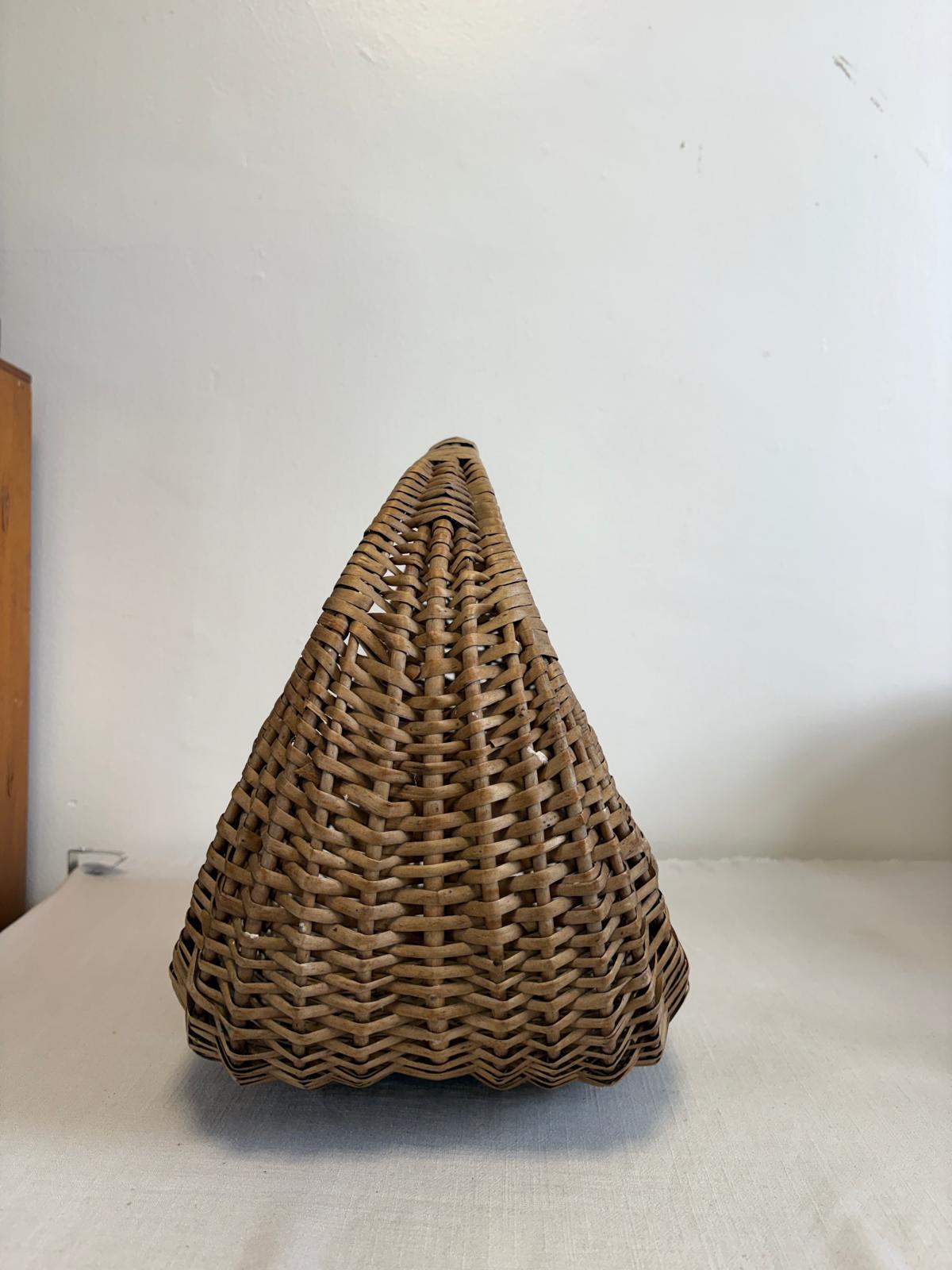Vintage Wicker Gathering Basket with Arched Handle - Collector & Curator