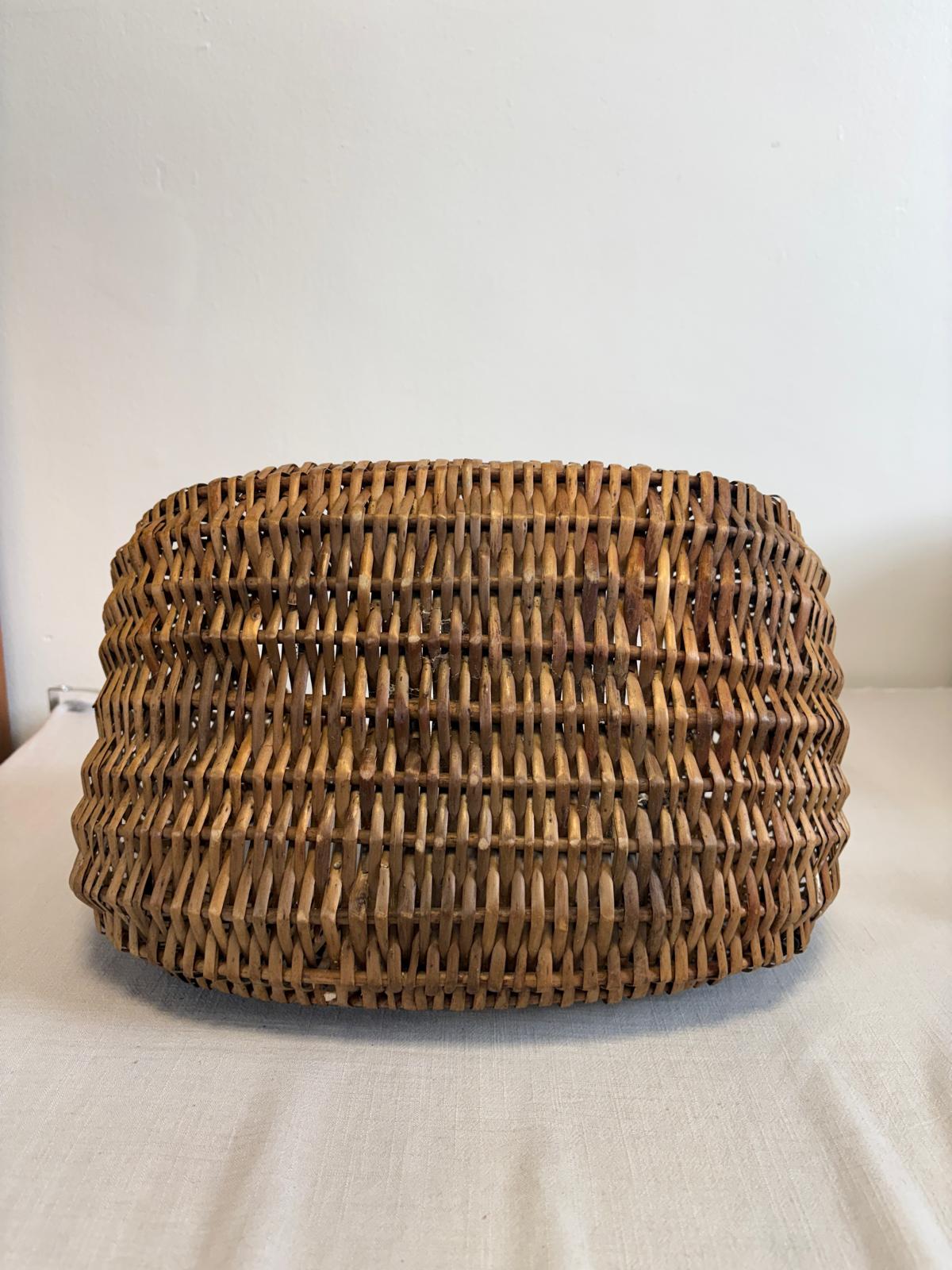 Vintage Wicker Gathering Basket with Arched Handle - Collector & Curator