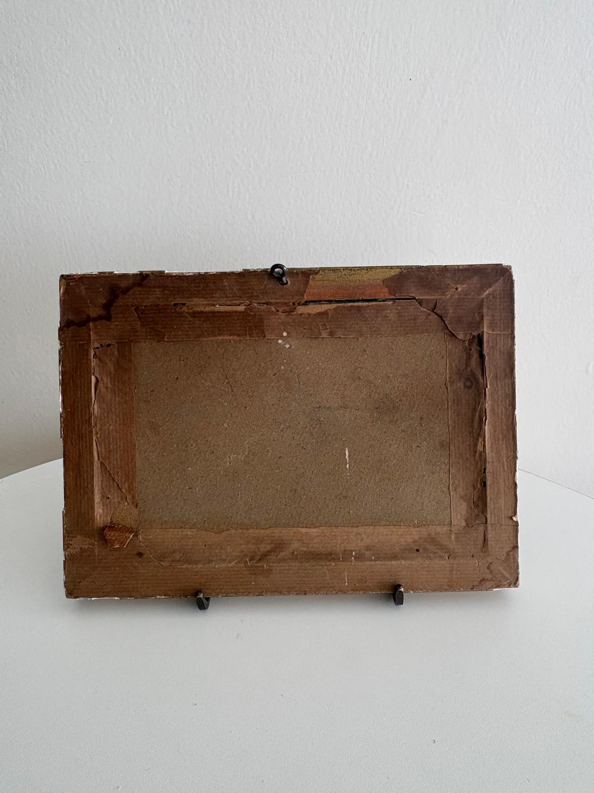 Antique French Landscape Oil Painting Gilt Frame Pastoral Scene